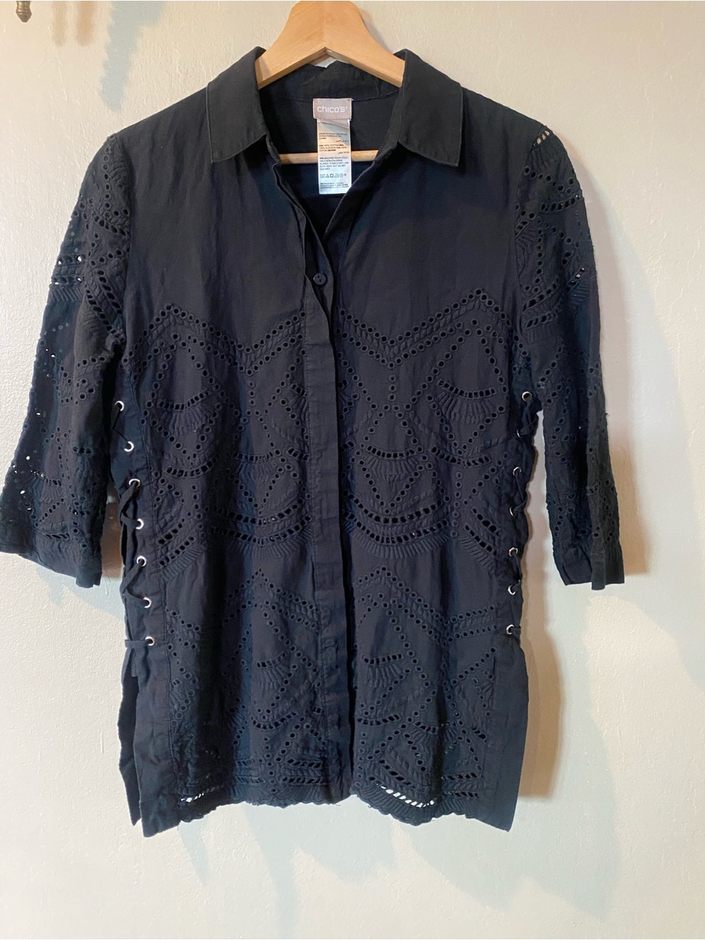 Chico's Eyelet Button-Down - Picture 3 of 7